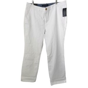 Tommy Hilfiger Women's Plus White Hampton Stretch Slim Chino Pants Boho Size 16